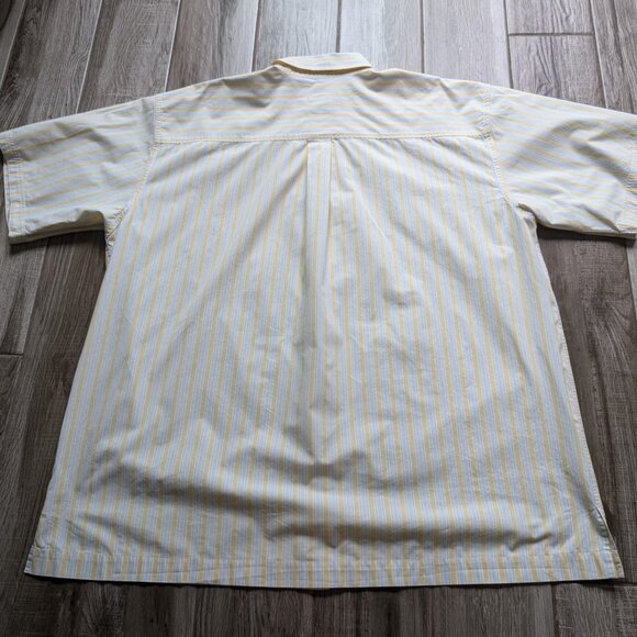 Izod Saltwater Cotton Classic 2XLT Button‑Down Short Sleeve Stripe Shirt - Picture 2 of 7